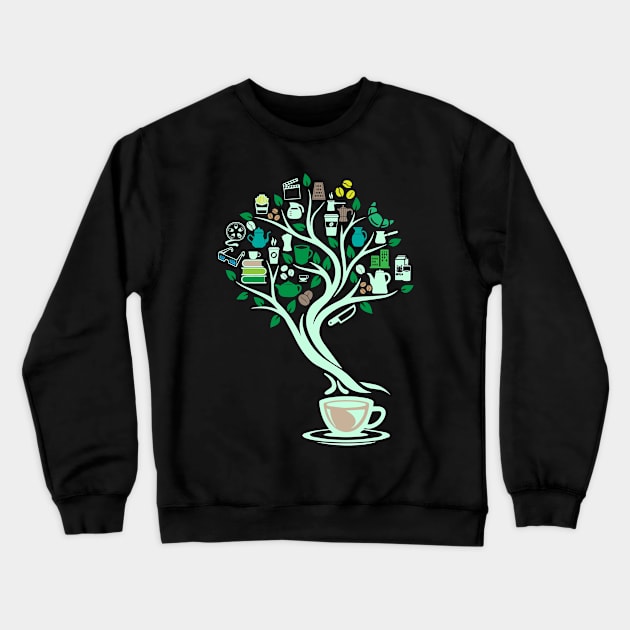 Coffee Caffeine Tree Of Life Yoga Celtic Viking Yggdrasil Crewneck Sweatshirt by TellingTales